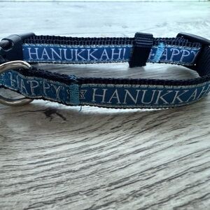 Hanukkah Dog Collar Happy Hanukkah Small 10-14 Inch Neck 1/2 Inch Wide